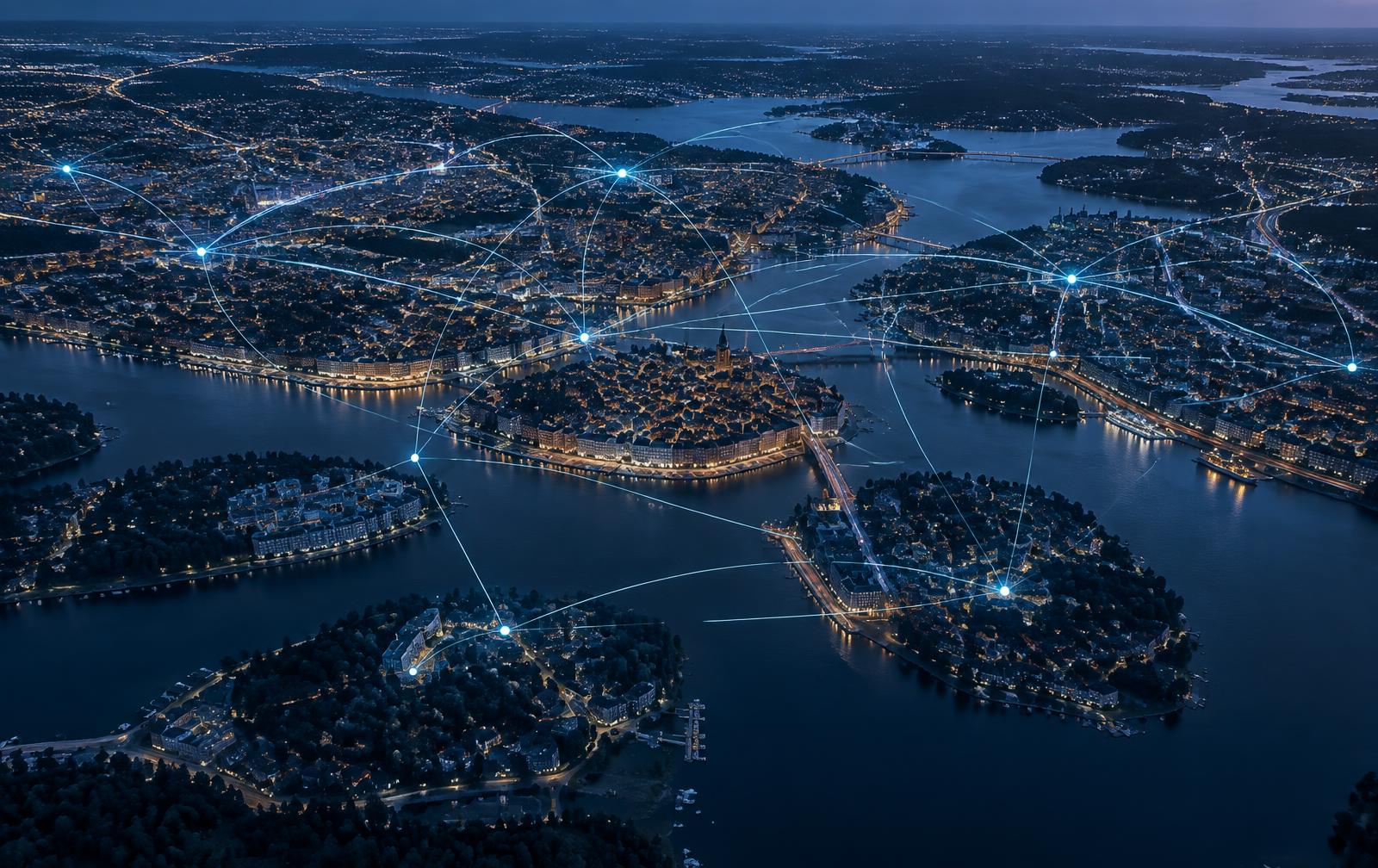 Stockholm med ett nätverk av upphämtningsvägar